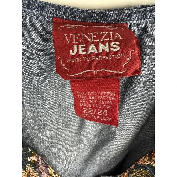 Vtg 90s Venezia Jeans Children Around The World Denim Maxi Dress Plus Size 22/24 - Picture 13 of 16